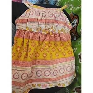 Carters Baby Girl Dress 9 Month Pink White Sleeveless Elastic Waist